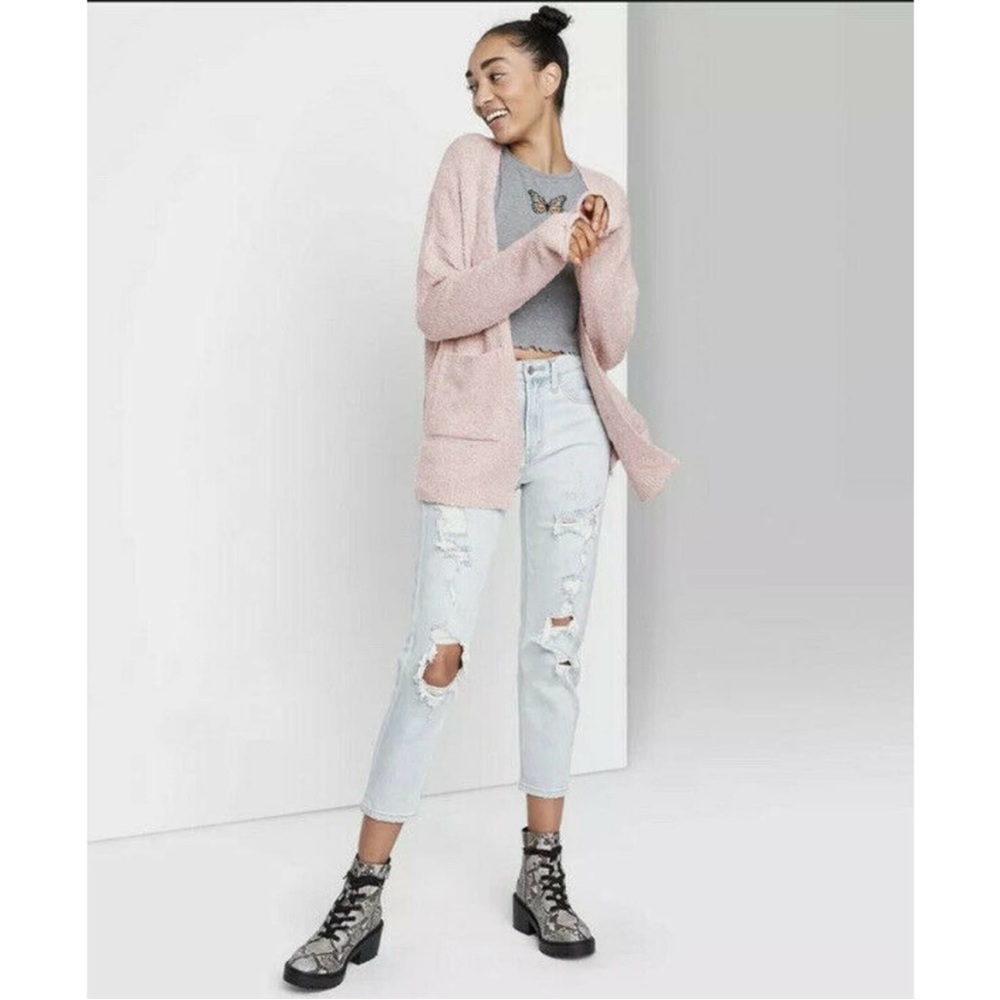 Wild Fable Rose Pink Fuzzy Cardigan Sweater